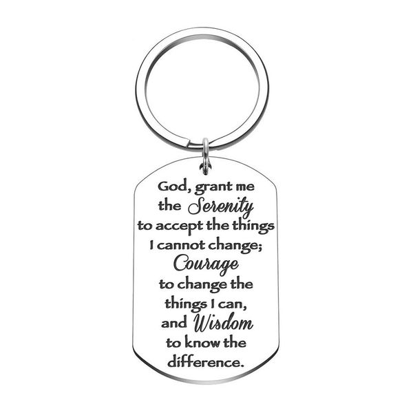 

christian religious keychain serenity prayer gift sobriety recovery gifts for women men teen boy girls key ring jewelry pendantdio chan cont, Slivery;golden