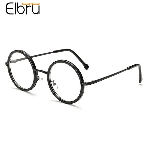 

fashion sunglasses frames elbru retro round glasses frame women clear lens myopia eyeglasses men transparent optical prescription eye, Black