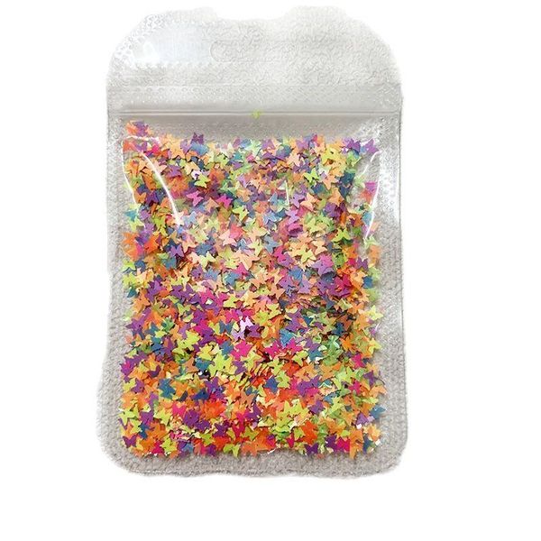 

nail glitter 1bag 3d neon butterfly art sequins holographic sparkle confetti paillettes for diy manicure crafts loose flake, Silver;gold
