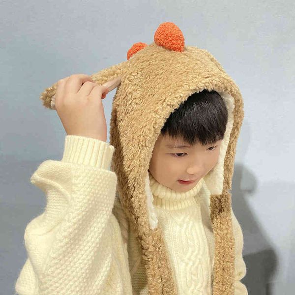 

christmas autumn and cute funny little dinosaur plush warm headgear vertical airbag cap children's parent-child hat