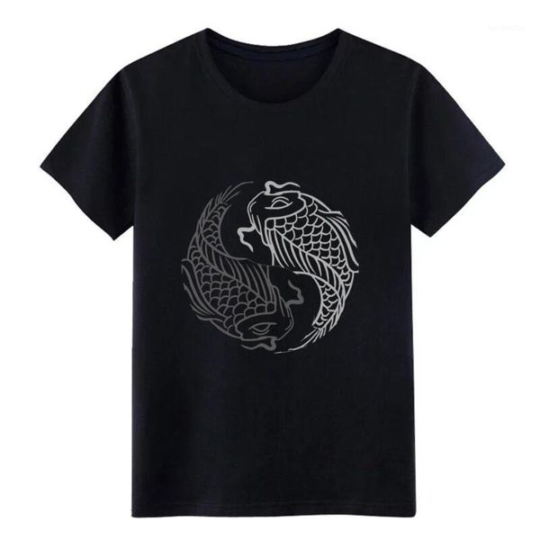 

men's t-shirts yin yang koi fish chinese tai chi symbol pun t shirt print cotton round collar costume gift authentic spring unique shir, White;black
