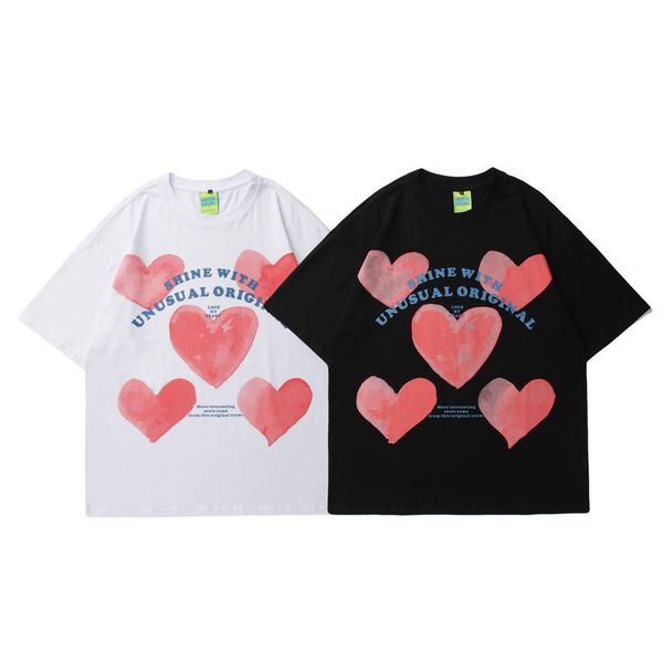 

fashion t shirt impass national brand niche love men and women loose street style hip hop couple half sleeve, White;black