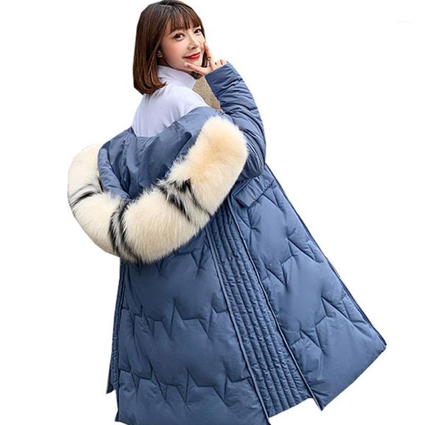 

warm winter jacket women parkas down parka woman large hair collar down jacket women's winter 8011, Black