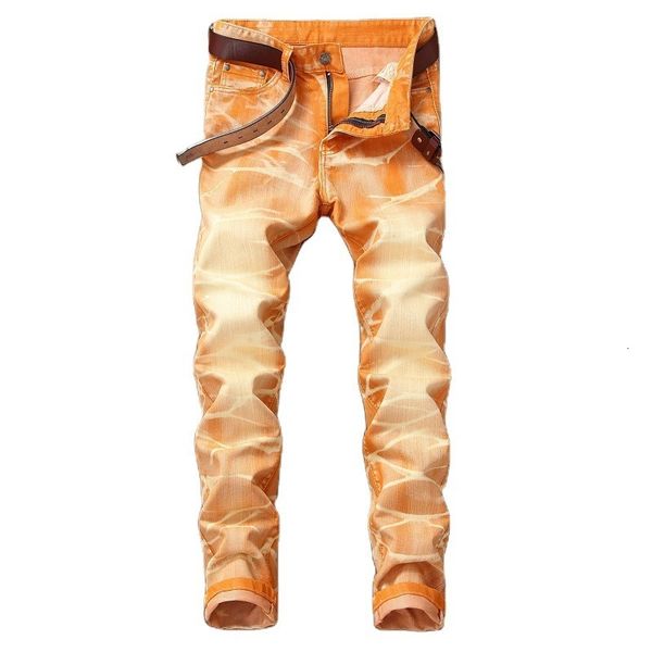 

2021 men new yellow youth rights faded retro casual jeans, Blue