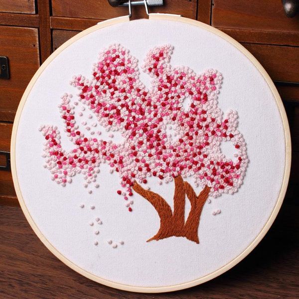 

other arts and crafts sansheng iii peach blossom tree diy cloth european style embroidery flower grass needle thread set. band