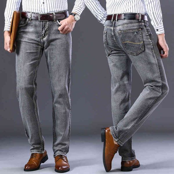 

men's jeans brand men spring autumn regular fit business casual stretch more colors z5y1, Blue