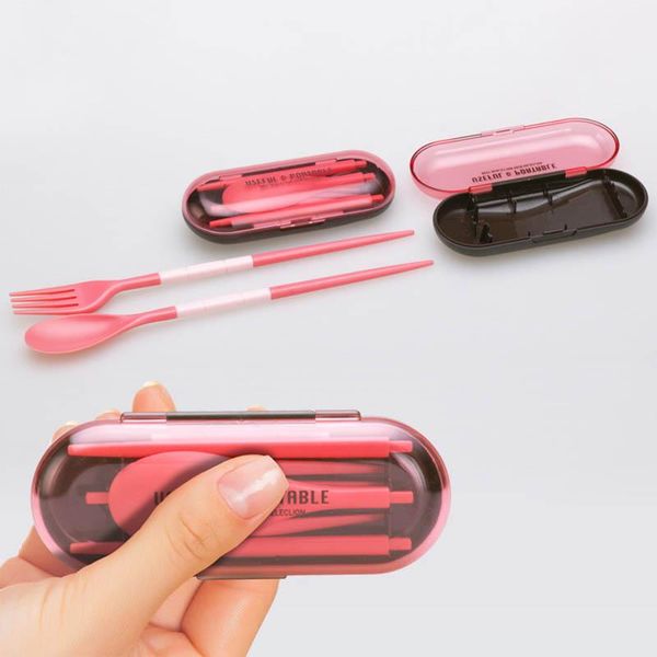 

dinnerware sets travel necessity kit spoon fork chopsticks picnic tableware foldable portable kitchen gadgets three-pieces 1 set plastic