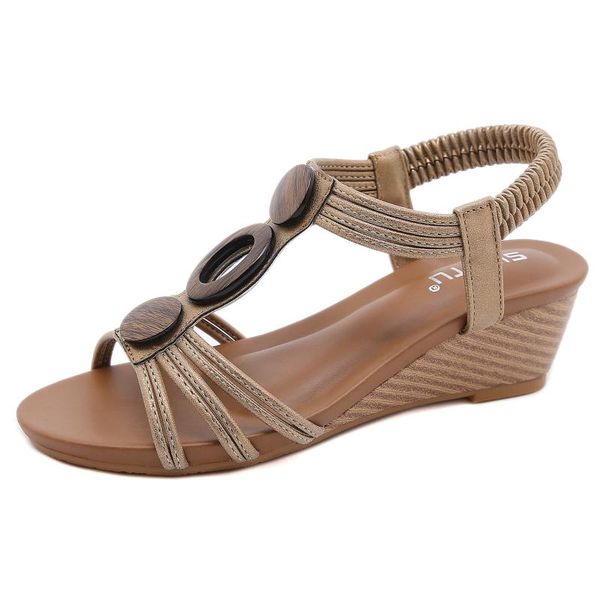 

sandals akexiya 2021 summer casual shoes women wedge vintage bohemia gladiator ladies sandles sandalias for woman big size 42, Black