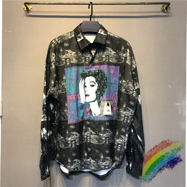 

2021 new fw cavempt mulher rosto ghosthand print men women 1:1 de alta qualidade do vintage fazer camisa velha cavv empt camisas 3wbs, White