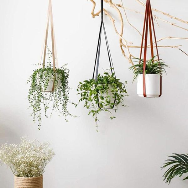 

30 inch leather plant hanger hanging planter flower pot holder home decor for indoor plants cactus succulent