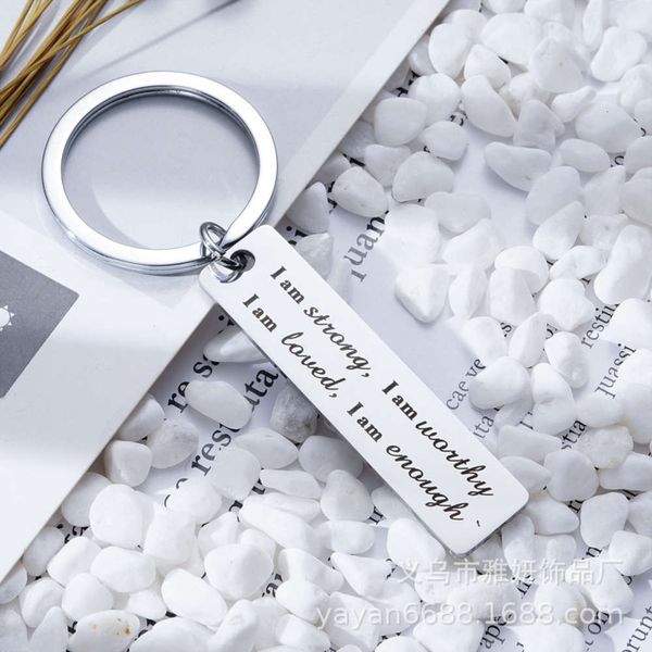 

new i am strong.. worthy.. loved inspirational lettering key ring
