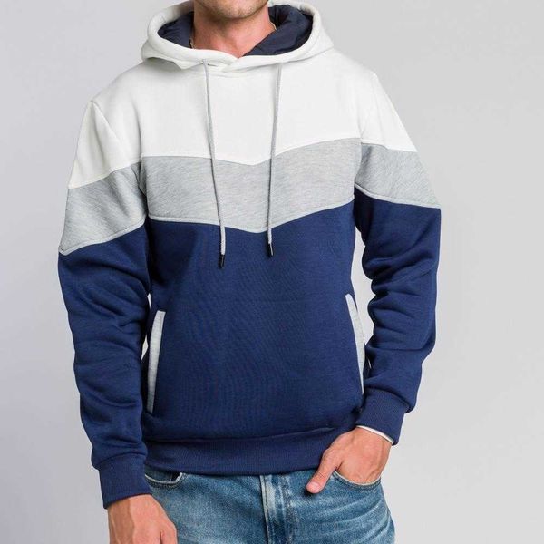 

men hoodies solid patchwork autumn mens casual hooded sweatshirts harajuku hip hop streetwear male fleece loose hoodie t200917, Black