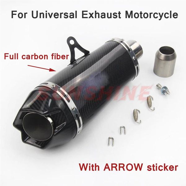 

universal motorcycle exhaust muffler pipe motorcross echappement moto carbon fiber modified for yzf mt09 z1000 cb1000r gsxr 600