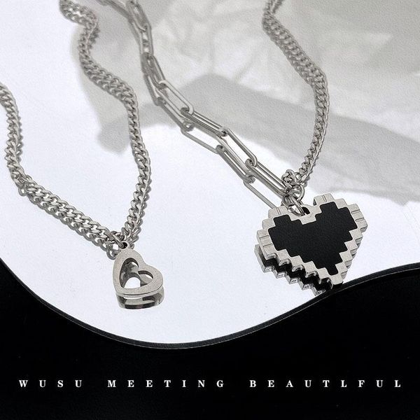 

pendant necklaces modern jewelry heart necklace 2021 design vintage temperament chain for women girl gifts, Silver