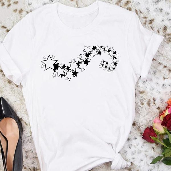 

women's t-shirt women star cartoon 90s ladies trend casual summer female tshirts fashion clothes graphic t lady print tee, White