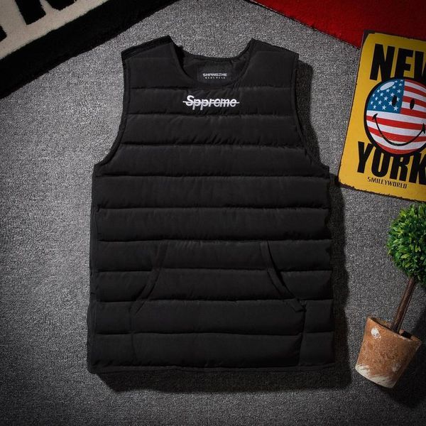 

light autumn and winter new warm liner short slim vest down jacket men's big goods, Black;white