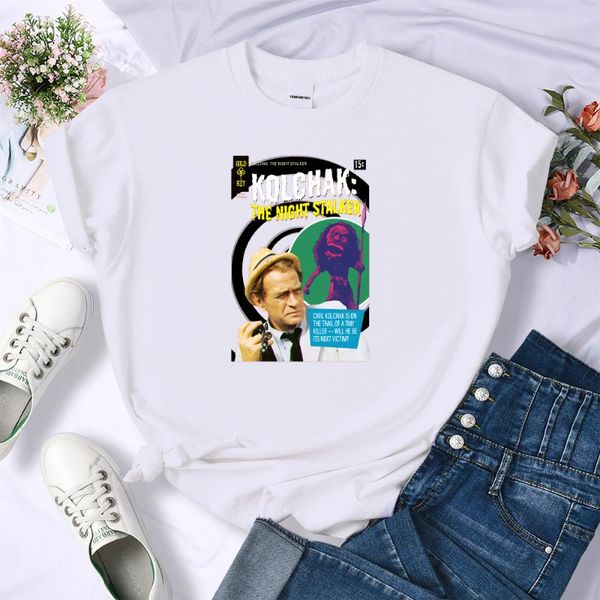 

women's t-shirt kolchak the night stalker print woman summer cotton tee shirt crewneck comfortable t soft anime shirts for, White