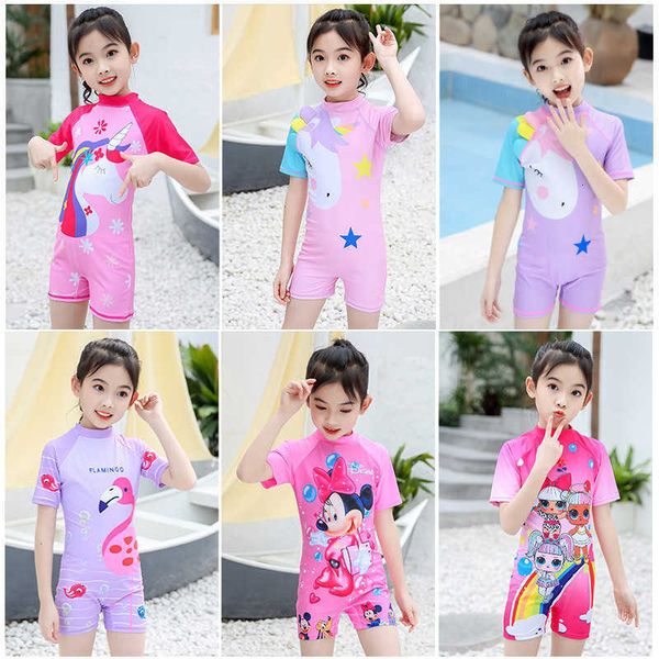 

children's swimsuit girl small middle large children's spring, White;black