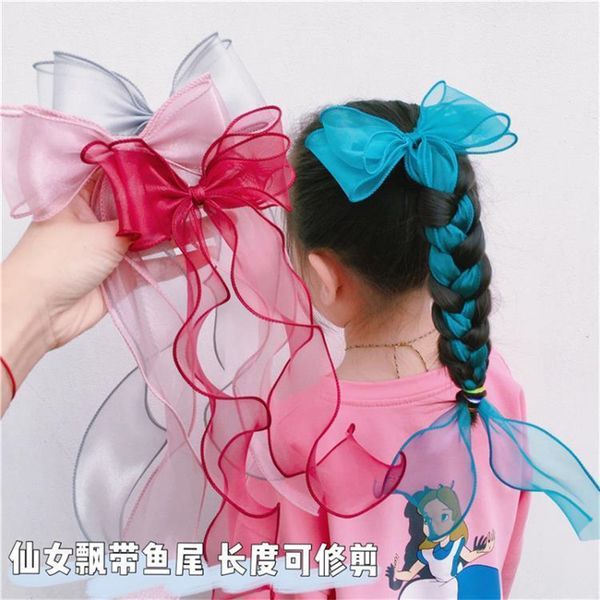 

2021 new cute lace bow braided hair ribbon hairpin children girls princess super fairy hairpin hair head accessories, Golden;silver