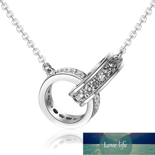 

925 sterling silver jewelry korean version of the new simple fashion bicyclic brilliant clavicle chain pendant