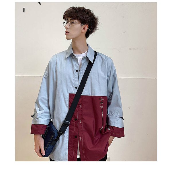 

summer shirt men street mens casual korean male pockets kg-310, White;black