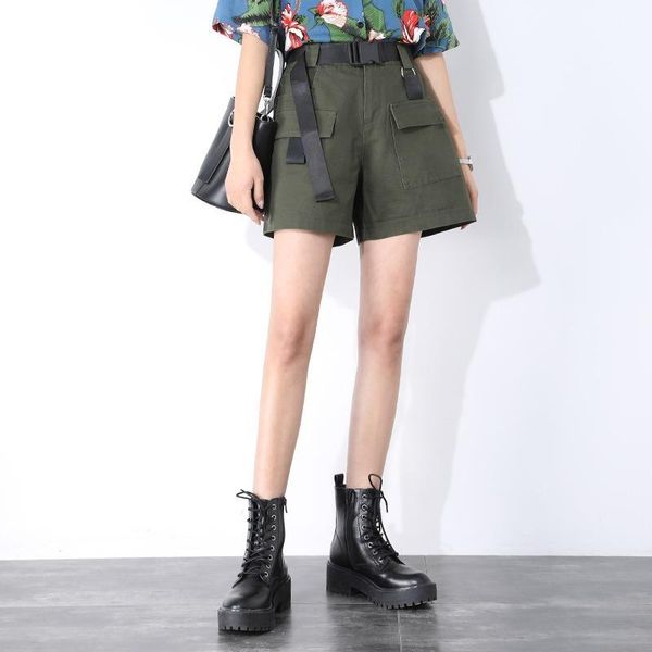 

women's shorts plus size women summer with belt fashion casual streetwear cargo feminino army green short femme mujer -80, White;black