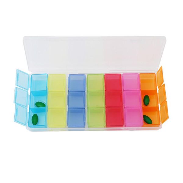 

storage bottles & jars 21 grids 7 days weekly case tablet dispenser organizer box splitters container