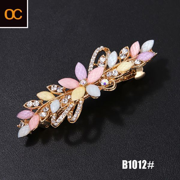 

old cobbler b1012# female hairpin pins headdress metal clip inlaid crystal three teeth card issuance back head gripper dish up duckbill clip, Black;brown