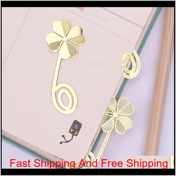 

1pc new four-leaf clover reading metal clip bookmark gift book m qylsrx fivegarden