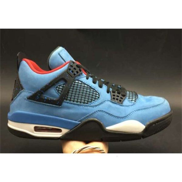 

4 cactus jack blue suede basketball shoes men 4s ts sneakers with box, Black
