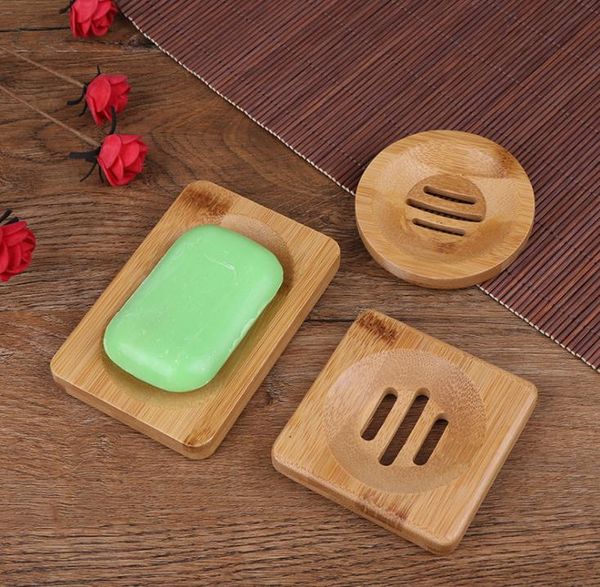 Natural sabonete de bambu simples sabonetes simples sabonetes titular placa placa bandeja banheiro sofolder caso 3 estilos SN5510