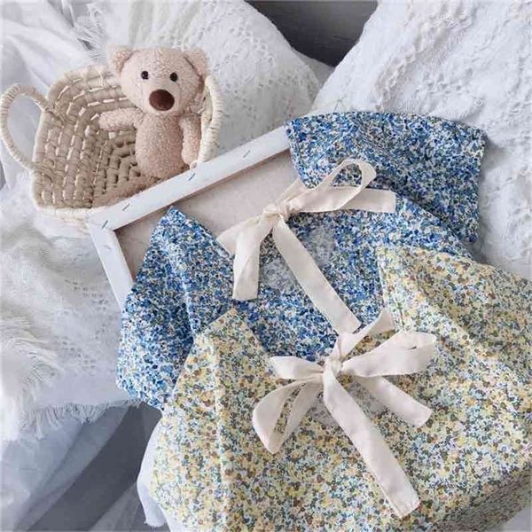 

summer arrival girls fashion floral blouses kids back bow 210528, Blue