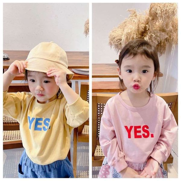

children's 2021 new korean spring alphabet t-shirt boys and girls long sleeve bottomed shirt 21086, Blue