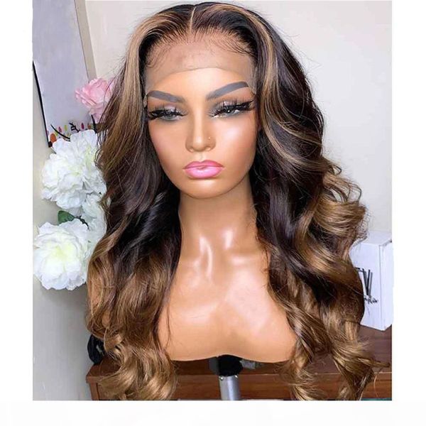 

natural wave highlights blonde brown full lace peruvian full lace wigs pre plucked with baby hair lace front human hair wigs hairline, Black;brown