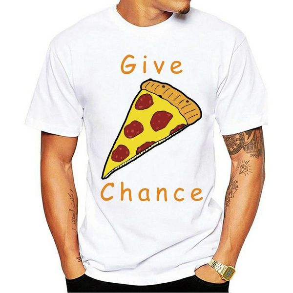 

men's t-shirts t-shirt men give pizza chance humor women top, White;black