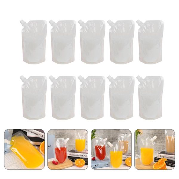 

gift wrap 50pcs disposable bag with straw portable drink stand-up pouches