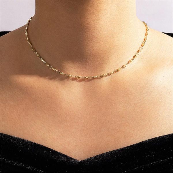 

pendant necklaces vintage boho gold silver color geometric beads simple chain necklace for women fashion collar girl‘s jewelry party g