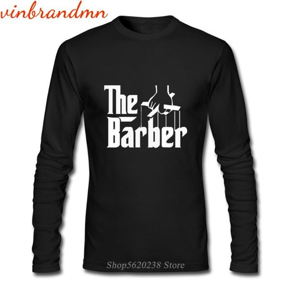 

men's t-shirts 2021 the barber t shirt long sleeve round collar cotton t-shirt for men barbershop harajuku profession tees clothing, White;black