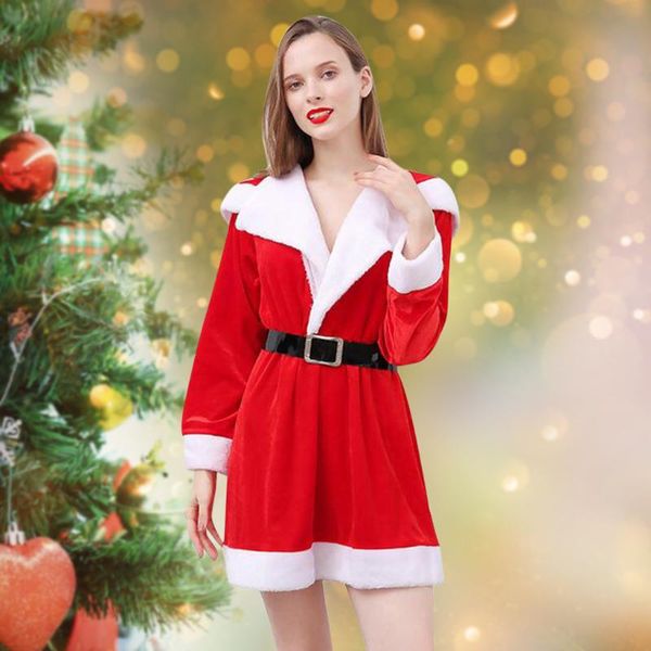 

christmas dress decoration costumes eve splicing dresses women long sleeve lady elegant new year winter party robe vestidos, Black;gray