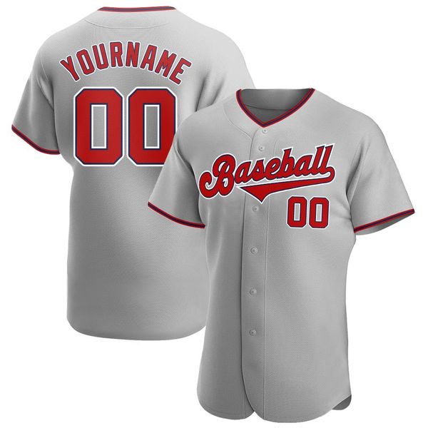 

custom gray red-navy authentic baseball jersey, Blue;black