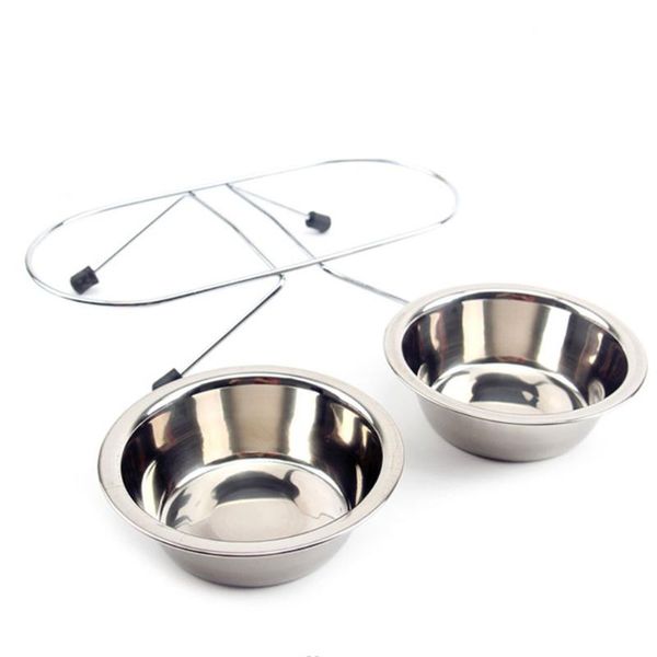 

dog bowls & feeders feeding drinking accessories double durable large capacity stainless steel container with bracelet feeder silver