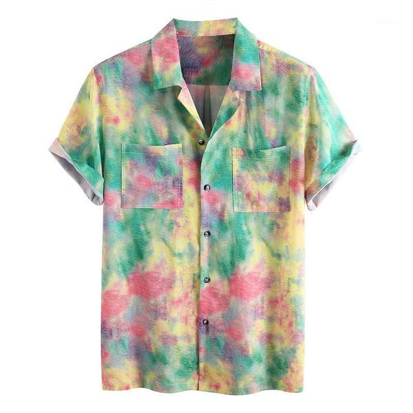 

men's colorful printed shirts male casual short sleeve floral hawaiian loose beach shirt summer basic mens, White;black
