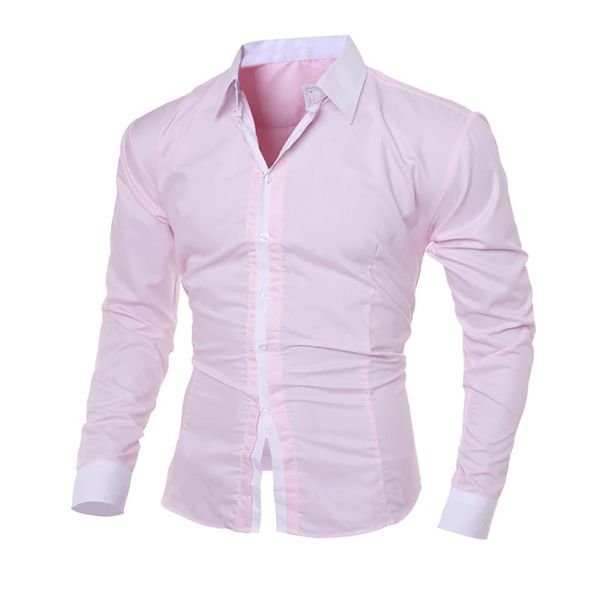 

men's casual shirts 2021 social autumn and winter stitching solid turdown collar long-sleeved lapel slim fit fashion white shirt, White;black