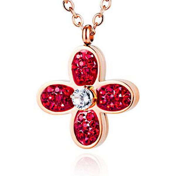 

pendant necklaces stainless steel women pendants chain clover charm zircon for girlfriend lovers wife jewelry creativity gift wholesale, Silver