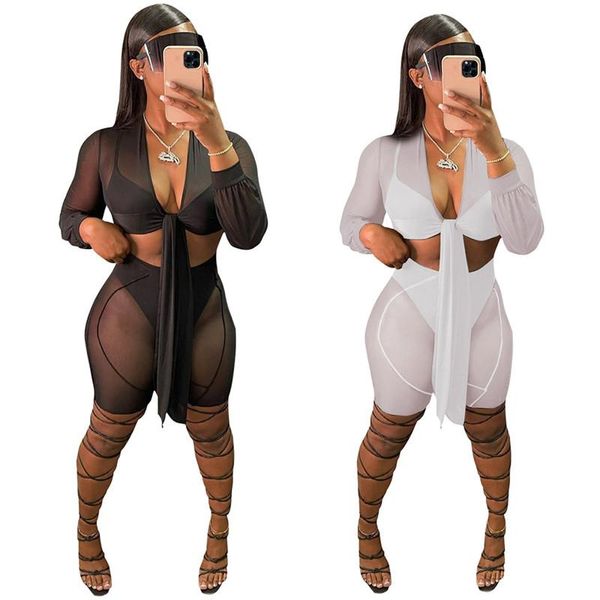 

women's tracksuits women mesh shorts set summer 2 pieces solid crop and female matching, Gray