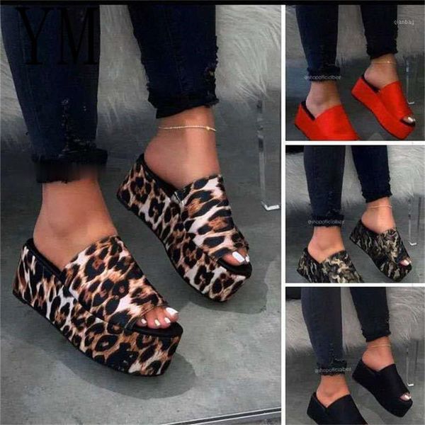 

sandals 2021 summer women wedges shoes pumps high heels flip flop chaussures femme platform 35-431, Black