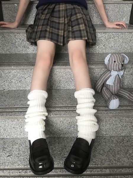 

socks & hosiery 2021 lengthen japanese lolita sweet girl knitted foot cover women autumn winter warmer heap, Black;white