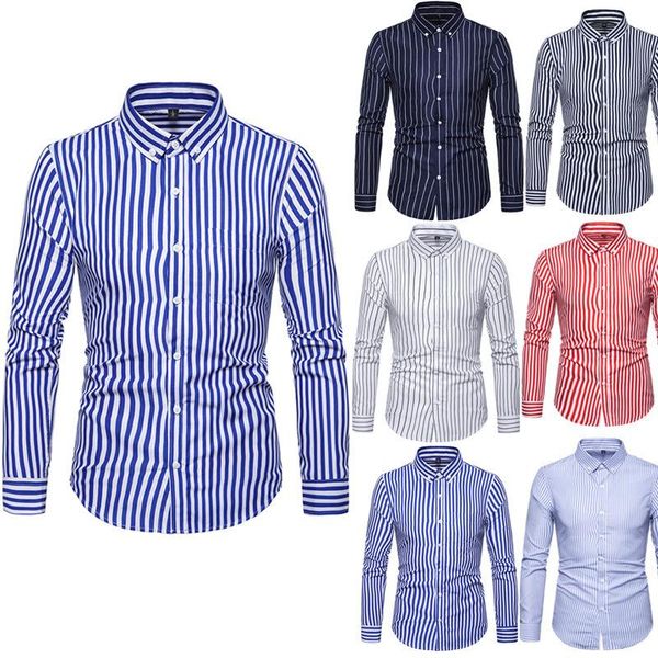 

men's casual shirts business men shirt brand fashion long sleeve slim fit striped formal wear dress, White;black