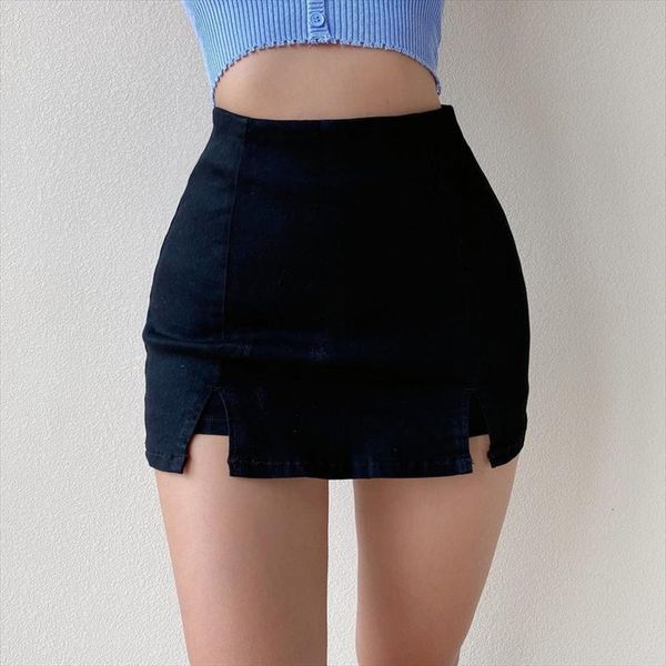 

high waist denim tight women skirts bag hip mini pants zipper design sense short ins fashion slim, Black