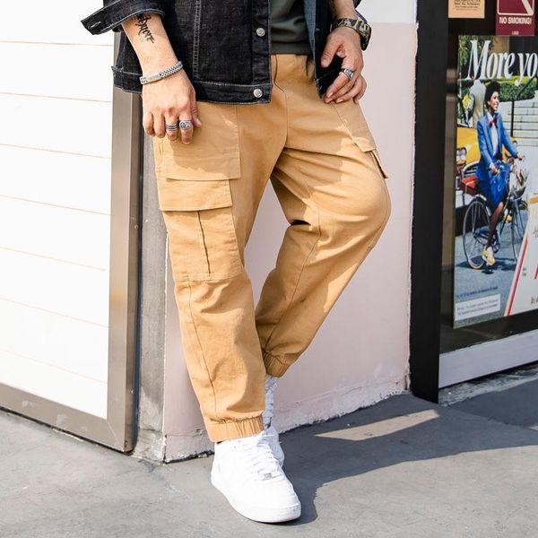 

men's pants plus size clothes slacks fashion  pockets cargo men, Black